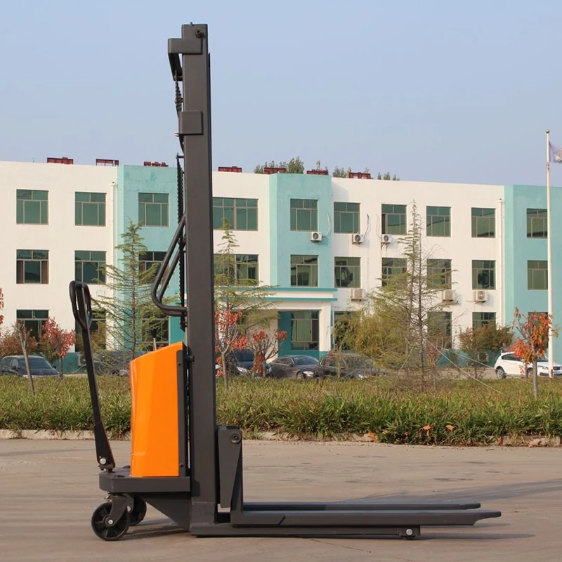 fully electric counterbalanced stacker side view