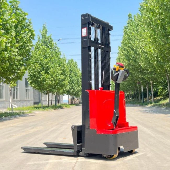 walk-behind electric stacker for warehouse pallet handling