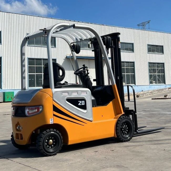 2 ton electric forklift working in manufacturing workshop