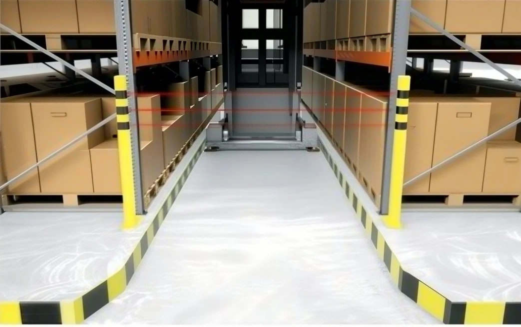 3D rendering of empty VNA narrow storage aisle1 3D rendering of empty VNA narrow storage aisle1