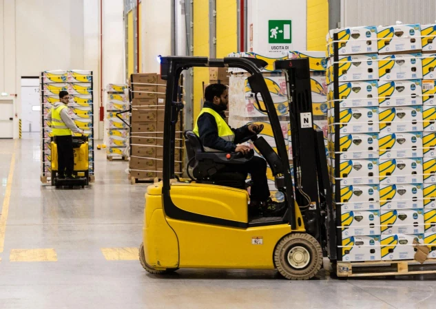 Electric counterbalance forklift during operator preshift visual check1 Electric counterbalance forklift during operator preshift visual check1